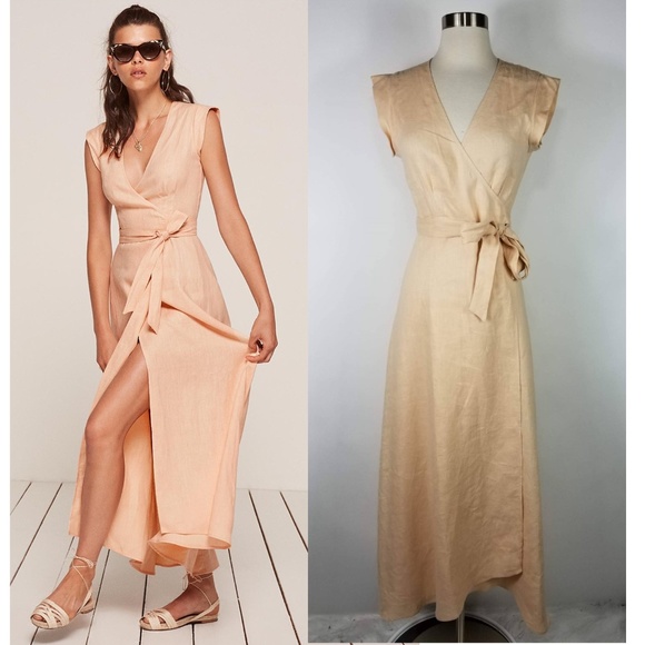 linen wrap maxi dress